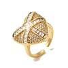 Brass Micro Pave Cubic Zirconia Cuff Rings for Women RJEW-G325-06G-1