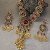Flower Bohemia Zinc Alloy Glass Pendant Necklaces & Hoop Earrings Sets FS-WGA974D-05-2