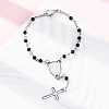 Glass Beads Rosary Bracelets BJEW-A032-04P-01-1