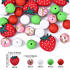 30Pcs Roumd & Strawberry Food Grade Eco-Friendly Silicone Focal Beads SIL-YW0001-69-2