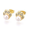Footprint Brass Natural Pearl Stud Earrings PEAR-N020-05W-1