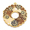 Rack Plating Alloy Enamel Big Pendants ENAM-N056-394B-G-1