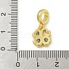 Rack Plating Brass Pave Clear Cubic Zirconia Clover European Dangle Charms KK-Z067-36G-3