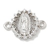 Rack Plating Brass Micro Pave Clear Cubic Zirconia Religion Virgin Mary Connector Charms KK-L224-094P-06-1