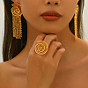 Vintage Alloy Hollowed Sea Shell Shaped Rings & Tassel Earrings Set for Women LS-GH2970-4