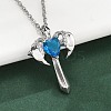 Brass Cubic Zirconia Wing Cross Pendant Necklaces for Women NJEW-C067-07P-02-2
