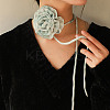 Flower Pattern Fabric Rose Tie Choker Necklaces for Women NJEW-Z022-01G-1