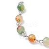 3Pcs 3 Styles Round Dyed Natural Red Agate & Peacock Green Agate & Carnelian & Brass Paperclip Chain Bracelet Making AJEW-JB01425-4