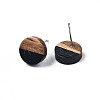 Opaque Resin & Walnut Wood Stud Earrings EJEW-N017-008-B01-3
