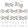4 Pairs Rack Plating Brass Micro Pave Cubic Zirconia Bowkont Earring Findings KK-BC0013-71P-1
