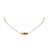 Natural Multicolor Tourmaline Faceted Cube Beads Pendant 304 Stainless Steel Satellite Chain Necklacs for Women NJEW-JN06541-01-2