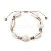 Ocean Theme Adjustable Cowrie Shell & Coconut Braided Bead Bracelets BJEW-JB11461-02-2
