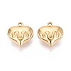 304 Stainless Steel Heart Pendants STAS-T067-43G-1