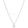 1Pc Stainless Steel Letter Rectangle Pendant Necklaces NJEW-LP0001-34V-P-1