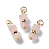 Natural Rose Quartz Cuboid Beaded Pendants STAS-C120-02G-06-1