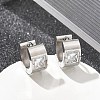 304 Stainless Steel Micro Pave Clear Cubic Zirconia Huggie Hoop Earrings EJEW-C096-55P-1