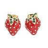 Brass Enamel Stud Earrings LS-EJEW-Q017-04G-4