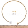 Round Plastic Imitation Pearl Stud Earrings & Cubic Zirconia and Rhinestone Cuff Choker Necklaces Sets SJEW-U003-03G-5