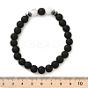 8mm Round Frosted Natural Obsidian & Howlite & Lava Rock Beaded Stretch Bracelets for Women Men AC1855-1-3