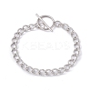 Tarnish Resistant 304 Stainless Steel Curb Chain Bracelet with Toggle Clasp for Women BJEW-E017-01P-1