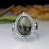 Oval Zinc Alloy Natural Labradorite Finger Rings WG970F5-04-4