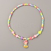 Plastic Girl Pendant Necklace with Heart Beaded for Kids NJEW-TAC0009-03-2