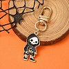 Halloween Skeleton Alloy Enamel Pendant Decoration HJEW-YW00033-02-1