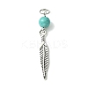 30Pcs Synthetic Turquoise Dyed Pendants PALLOY-JF02308-30A-3