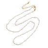 Handmade Brass & Faceted Rondelle Glass & Imitation Pearl Link Chain Necklaces for Women NJEW-F353-01G-1