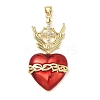 Brass Cubic Zirconia & Enamel Pendants KK-L253-24G-02-1