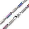 201 Stainless Steel Bar Link Chain Necklaces for Men Women NJEW-G112-07C-MCP-3