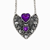 Alloy Amethyst Rhinestone Heart Pendant Necklaces for Women FS-WG5DD6E-01-1