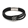 Microfiber Leather & Glass Multi-strand Bracelets for Men Women BJEW-H631-04A-AS-4