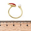 Christmas Brass Micro Pave Cubic Zirconia Enamel Cuff Rings for Women RJEW-L336-02G-5
