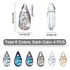 24Pcs 6 Colors Embossed Glass Rhinestone Pendants GLAA-PH0001-44-4