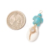 4Pcs 4 Styles Natural Cowrie Shell & Dyed Synthetic Turquoise Turtle Copper Wire Wrapped Pendants PALLOY-JF04035-01-2