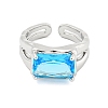 304 Stainless Steel Cubic Zirconia Open Cuff Ring RJEW-S406-05P-05-2