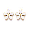 304 Stainless Steel & Enamel Flower Pendants STAS-T073-19G-1