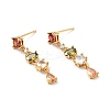 Colorful Cubic Zirconia Chain Dangle Stud Earrings LS-EJEW-G297-10G-1