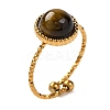 Round Natural Tiger Eye Finger Rings RJEW-Q822-01G-05-1