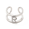 Clear Cubic Zirconia Initial Letter Open Cuff Ring RJEW-A012-01P-R-1