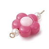 Two Tone Opaque Acrylic & Glass Pearl Flower Connector Charms PALLOY-JF03484-01-5