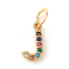 Brass Micro Pave Colorful Cubic Zirconia Charms ZIRC-F092-01-J-1