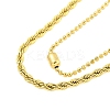 Ion Plating(IP) 304 Stainless Steel Pave Clear Cubic Zirconia Column Double Layer Necklaces NJEW-S426-02G-2