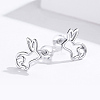 Anti-Tarnish Rhodium Plated 925 Sterling Silver Bunny Stud Earrings EJEW-FF0009-08P-3