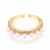 Brass Micro Pave Clear Cubic Zirconia Cuff Rings for Women KK-T074-11G-2