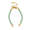 Leather Braided Cord Link Bracelets MAK-K022-01G-03-1