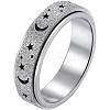 Non-Tarnish 201 Stainless Steel Moon and Star Rotatable Finger Ring MOST-PW0001-005F-05-1