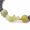 Natural Lemon Jade with Natural Lava Rock Beaded Stretch Bracelets for Women BJEW-JB11130-06-3