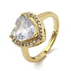 Brass Micro Pave Cubic Zirconia Adjustable Finger Rings for Women RJEW-L130-003G-4